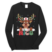 Nicu Nurse Reindeer Nurse Hat Christmas Light Women Girl Long Sleeve Shirt