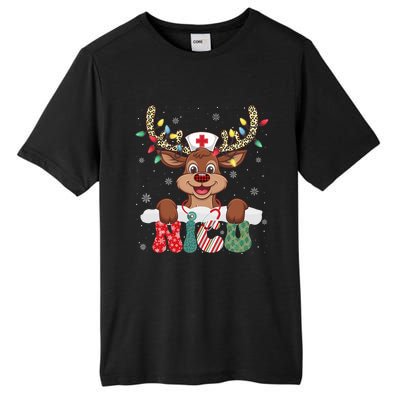 Nicu Nurse Reindeer Nurse Hat Christmas Light Women Girl Tall Fusion ChromaSoft Performance T-Shirt