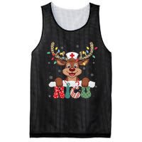 Nicu Nurse Reindeer Nurse Hat Christmas Light Women Girl Mesh Reversible Basketball Jersey Tank