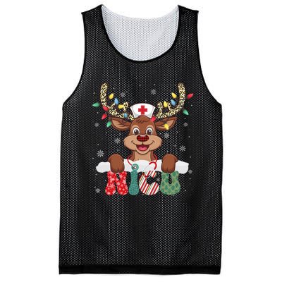 Nicu Nurse Reindeer Nurse Hat Christmas Light Women Girl Mesh Reversible Basketball Jersey Tank