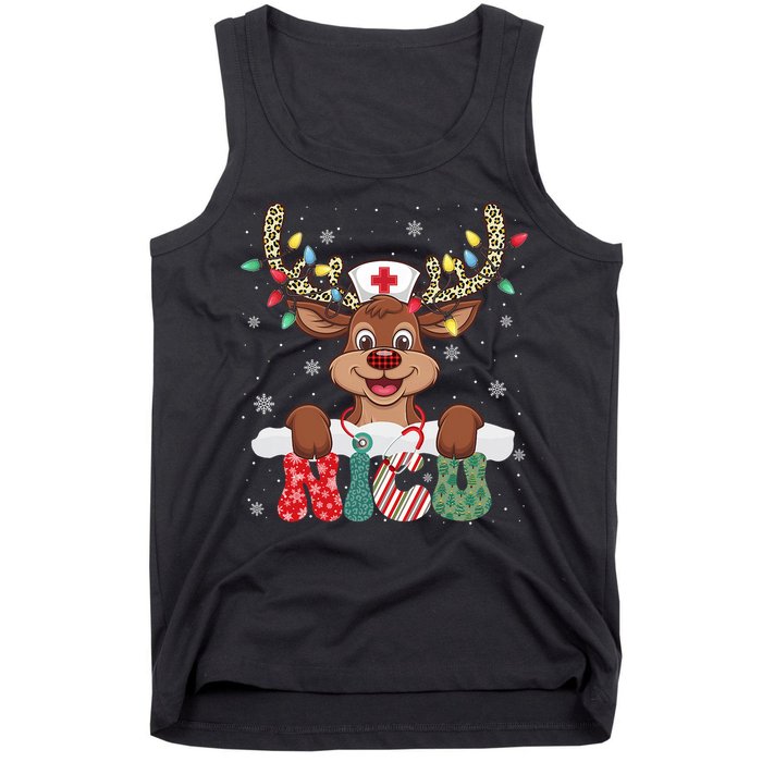 Nicu Nurse Reindeer Nurse Hat Christmas Light Women Girl Tank Top