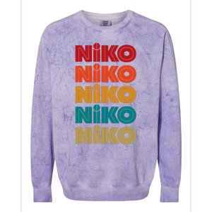 Niko Name Retro Given Name Colorful Inline Font Colorblast Crewneck Sweatshirt