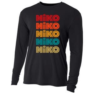 Niko Name Retro Given Name Colorful Inline Font Cooling Performance Long Sleeve Crew