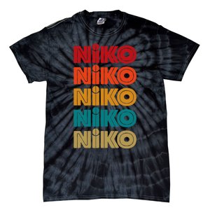 Niko Name Retro Given Name Colorful Inline Font Tie-Dye T-Shirt