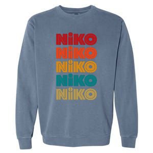 Niko Name Retro Given Name Colorful Inline Font Garment-Dyed Sweatshirt