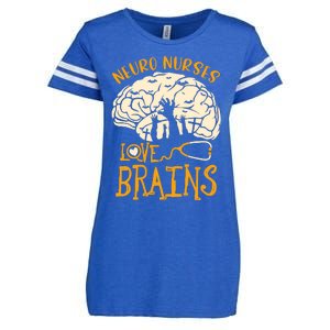 Neurology Nursing RN Halloween Neuro Nurses Love Brains Enza Ladies Jersey Football T-Shirt