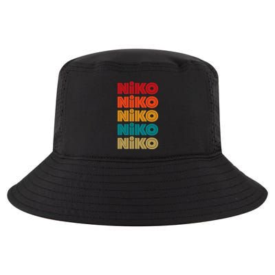Niko Name Retro Given Name Colorful Inline Font Cool Comfort Performance Bucket Hat