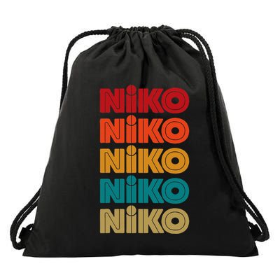 Niko Name Retro Given Name Colorful Inline Font Drawstring Bag