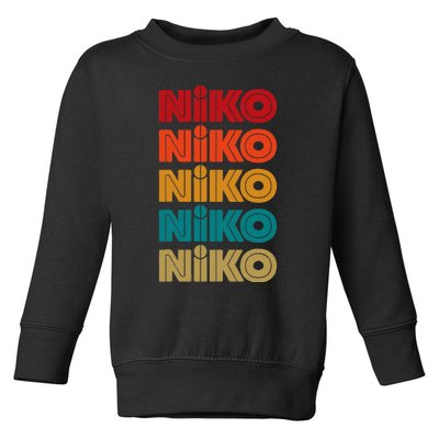 Niko Name Retro Given Name Colorful Inline Font Toddler Sweatshirt