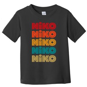 Niko Name Retro Given Name Colorful Inline Font Toddler T-Shirt