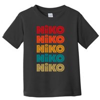 Niko Name Retro Given Name Colorful Inline Font Toddler T-Shirt