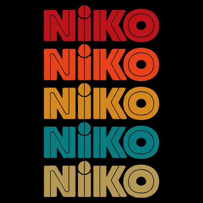 Niko Name Retro Given Name Colorful Inline Font Women's V-Neck T-Shirt