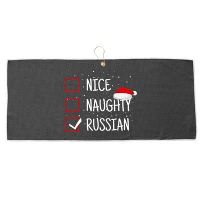 Nice Naughty Russian Christmas Checklist Funny Russia Large Microfiber Waffle Golf Towel