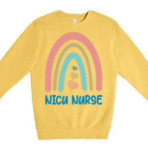 NICU Nurse Rainbow Heart Premium Crewneck Sweatshirt