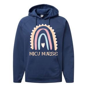 NICU Nurse Rainbow Heart Performance Fleece Hoodie