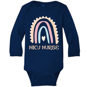 NICU Nurse Rainbow Heart Baby Long Sleeve Bodysuit