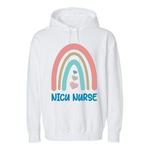 NICU Nurse Rainbow Heart Garment-Dyed Fleece Hoodie