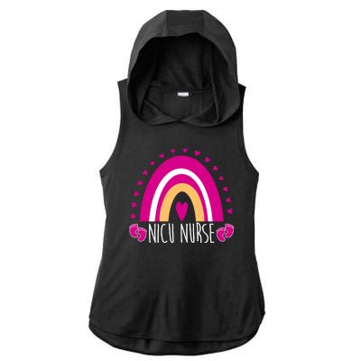 Nicu Nurse Rainbow Ladies PosiCharge Tri-Blend Wicking Draft Hoodie Tank