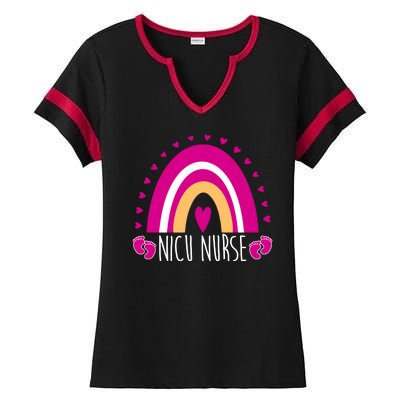 Nicu Nurse Rainbow Ladies Halftime Notch Neck Tee