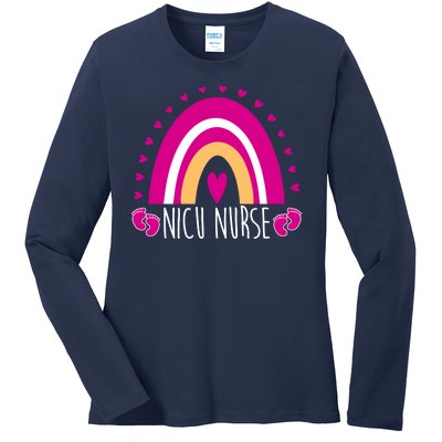 Nicu Nurse Rainbow Ladies Long Sleeve Shirt