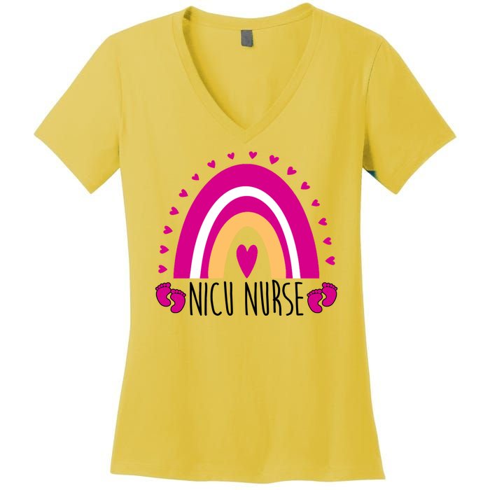 Nicu Nurse Rainbow Women's V-Neck T-Shirt