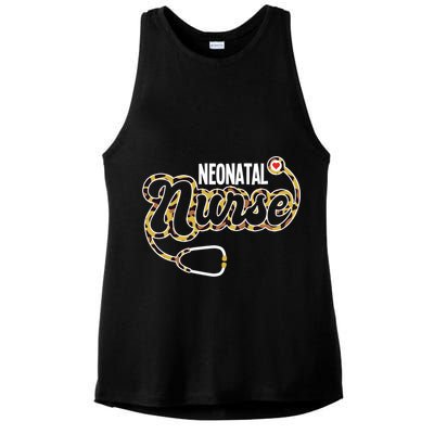 Neonatal Nurse Stethoscope Heart Leopard Print Rn Nursing Meaningful Gift Ladies PosiCharge Tri-Blend Wicking Tank