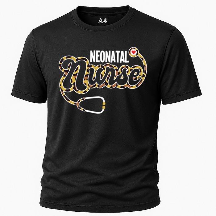Neonatal Nurse Stethoscope Heart Leopard Print Rn Nursing Meaningful Gift Cooling Performance Crew T-Shirt
