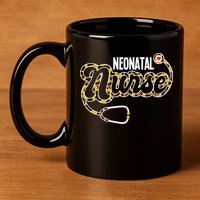 Neonatal Nurse Stethoscope Heart Leopard Print Rn Nursing Meaningful Gift 11oz C Handle Ceramic Mug