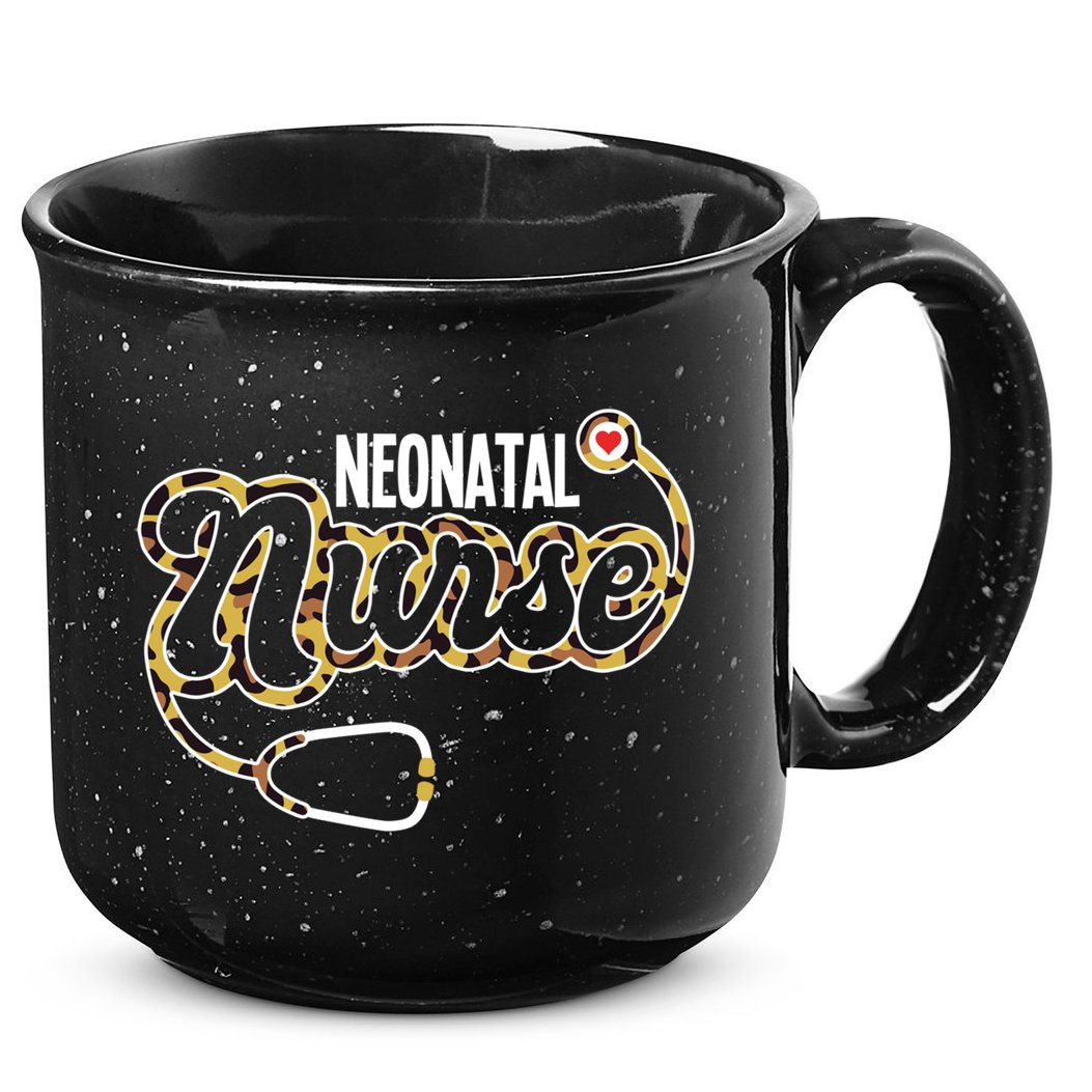 Neonatal Nurse Stethoscope Heart Leopard Print Rn Nursing Meaningful Gift 15oz Campfire Ceramic Mug