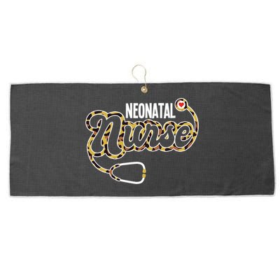 Neonatal Nurse Stethoscope Heart Leopard Print Rn Nursing Meaningful Gift Large Microfiber Waffle Golf Towel