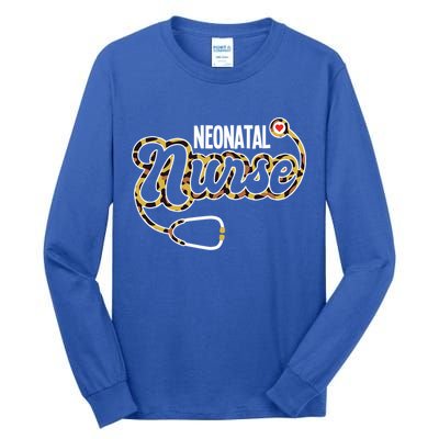 Neonatal Nurse Stethoscope Heart Leopard Print Rn Nursing Meaningful Gift Tall Long Sleeve T-Shirt