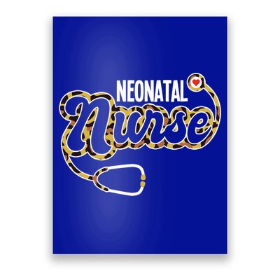 Neonatal Nurse Stethoscope Heart Leopard Print Rn Nursing Meaningful Gift Poster