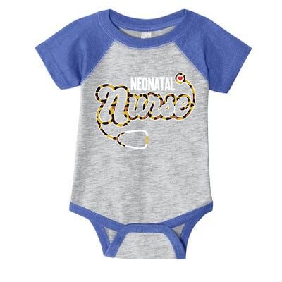 Neonatal Nurse Stethoscope Heart Leopard Print Rn Nursing Meaningful Gift Infant Baby Jersey Bodysuit