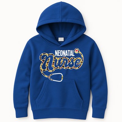 Neonatal Nurse Stethoscope Heart Leopard Print Rn Nursing Meaningful Gift Kids Hoodie