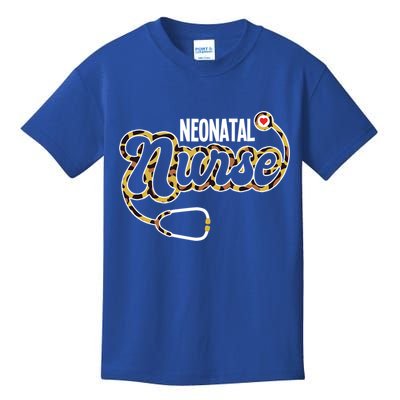 Neonatal Nurse Stethoscope Heart Leopard Print Rn Nursing Meaningful Gift Kids T-Shirt