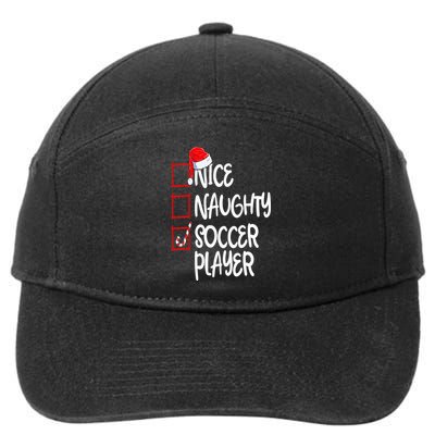 Nice Naughty Soccer Player Funny Soccer Christmas List Santa 7-Panel Snapback Hat