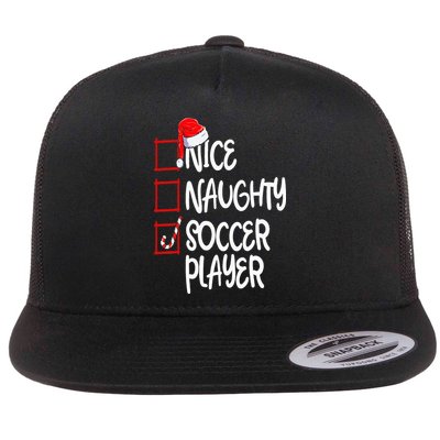 Nice Naughty Soccer Player Funny Soccer Christmas List Santa Flatbill Hat