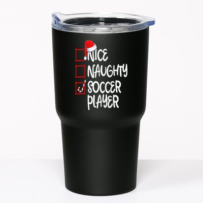 Nice Naughty Soccer Player Funny Soccer Christmas List Santa Tumbler