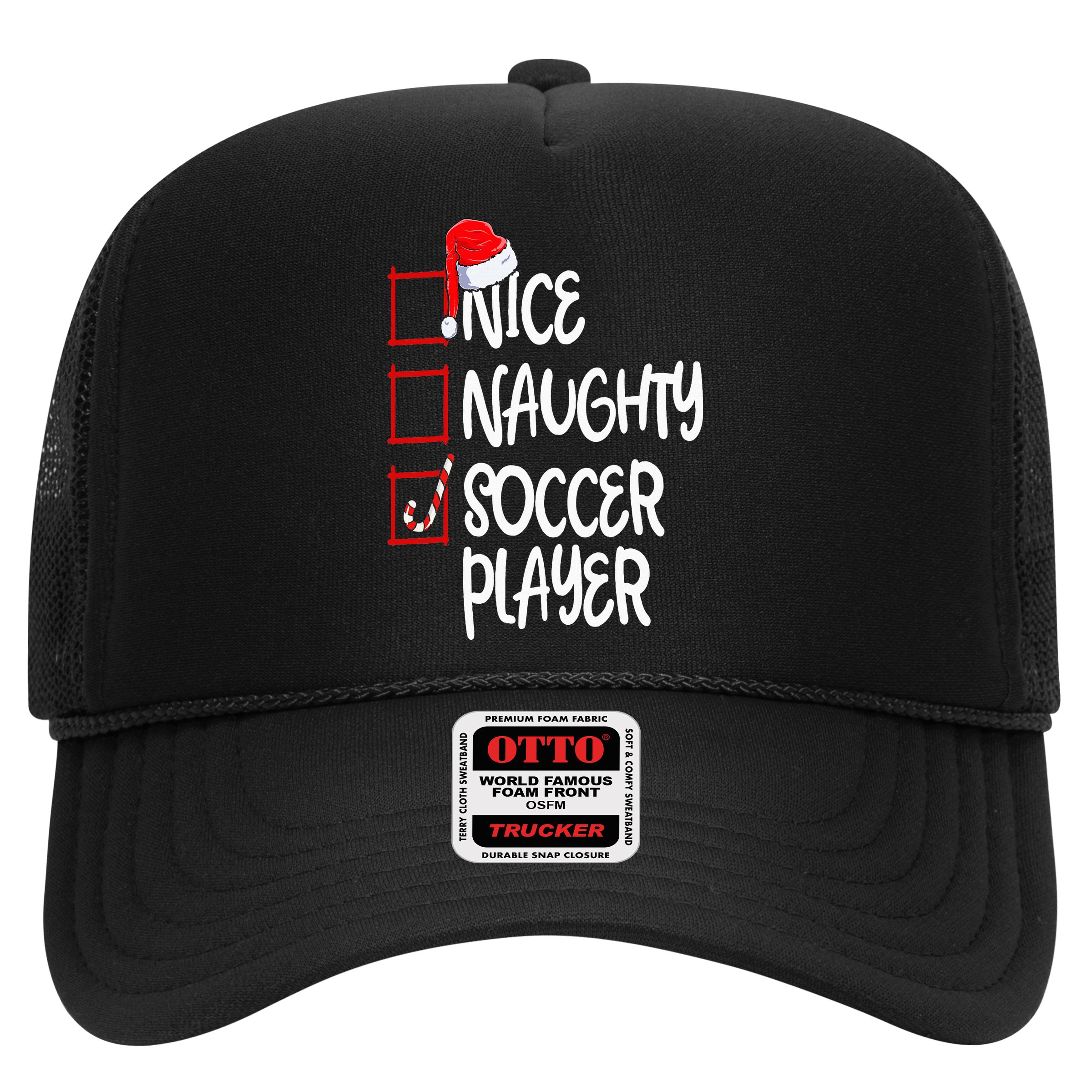 Nice Naughty Soccer Player Funny Soccer Christmas List Santa Hat