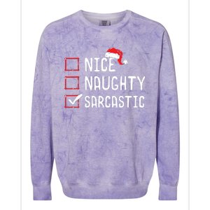 Nice Naughty Sarcastic Christmas List Colorblast Crewneck Sweatshirt