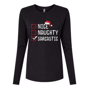 Nice Naughty Sarcastic Christmas List Womens Cotton Relaxed Long Sleeve T-Shirt