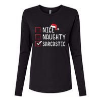 Nice Naughty Sarcastic Christmas List Womens Cotton Relaxed Long Sleeve T-Shirt