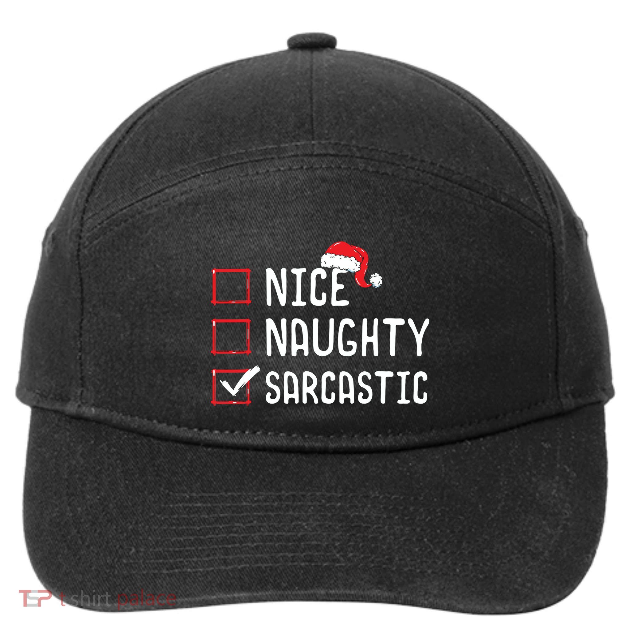 Nice Naughty Sarcastic Christmas List 7-Panel Snapback Hat