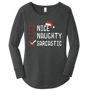 Nice Naughty Sarcastic Christmas List Women's Perfect Tri Tunic Long Sleeve Shirt