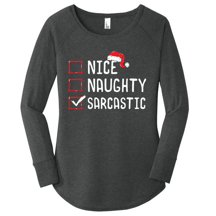 Nice Naughty Sarcastic Christmas List Women's Perfect Tri Tunic Long Sleeve Shirt