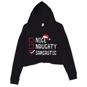 Nice Naughty Sarcastic Christmas List Crop Fleece Hoodie