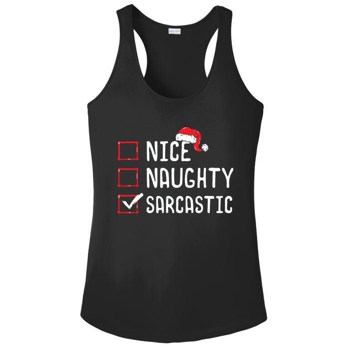 Nice Naughty Sarcastic Christmas List Ladies PosiCharge Competitor Racerback Tank