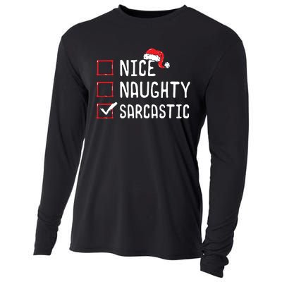 Nice Naughty Sarcastic Christmas List Cooling Performance Long Sleeve Crew