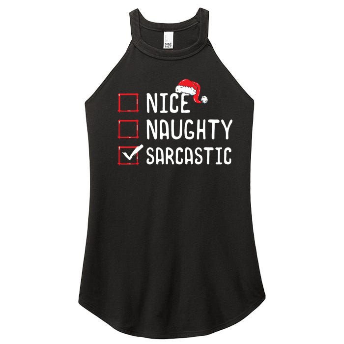 Nice Naughty Sarcastic Christmas List Women's Perfect Tri Rocker Tank