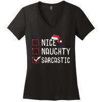 Nice Naughty Sarcastic Christmas List Women's V-Neck T-Shirt